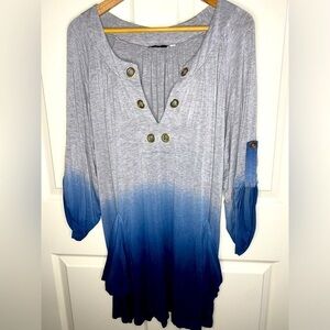 Gray and Blue Ombré Swim Coverup, Size Large, Resortwear, Vacation